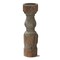 Rustic Turned Pillar Candle Holder - Tall Antique Brown Wood Stand, 15" H x 4" Dia, Perfect for Summer Decor